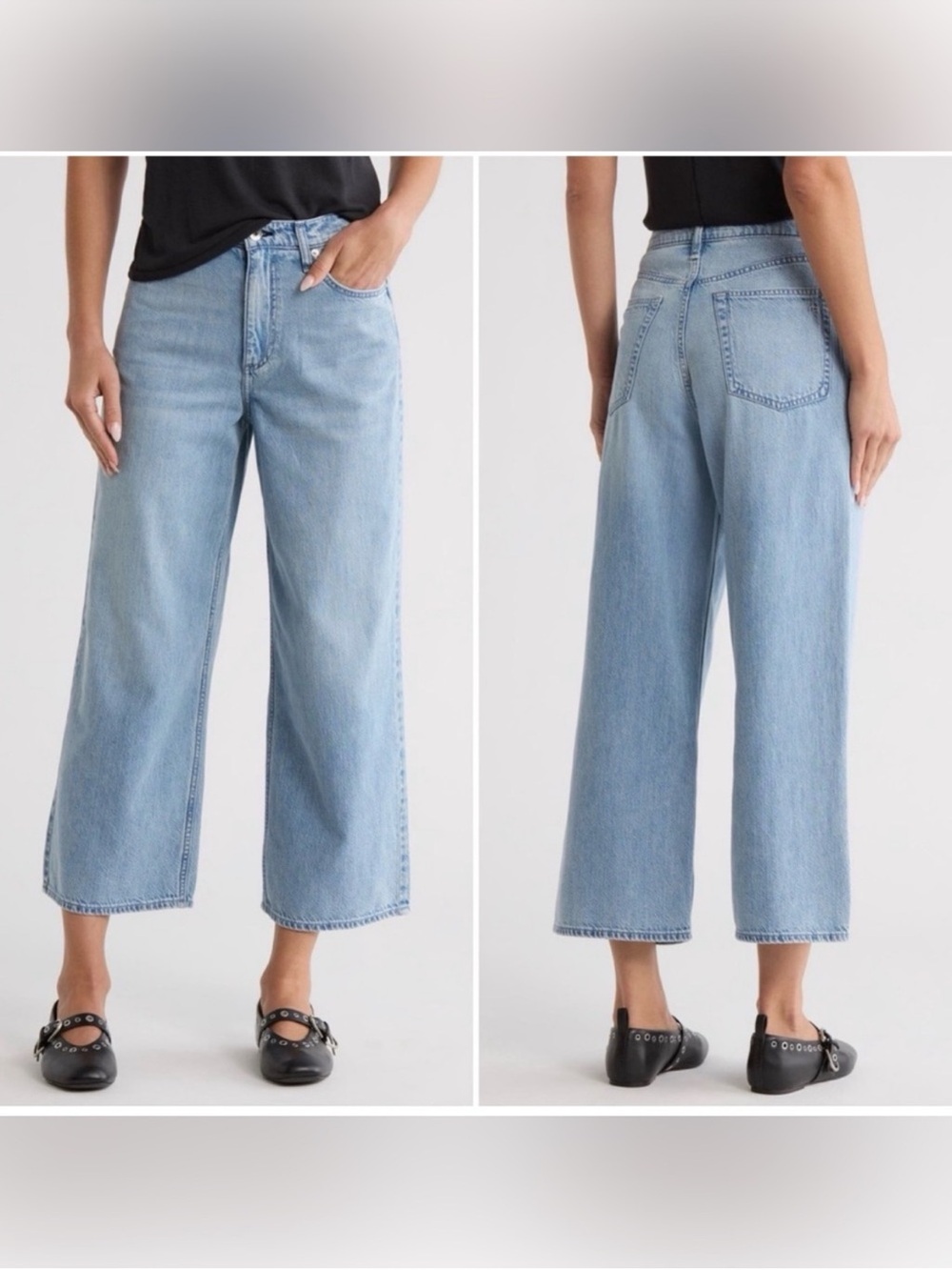 Rag & Bone Annie Wide Leg Ankle Length Jeans in Light Wash Buchanan